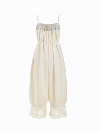 Lace Panel Mid Rise Bloomer Jumpsuit