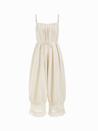 Lace Panel Mid Rise Bloomer Jumpsuit