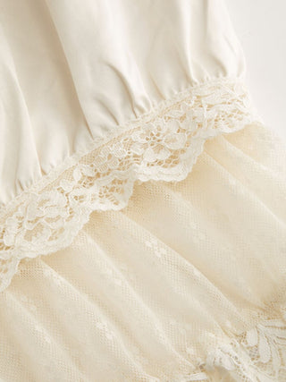 Lace Panel Mid Rise Bloomer Jumpsuit