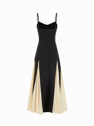 Color-Blocked Scoop Neck Flared Maxi Dress
