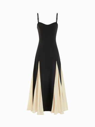 Color-Blocked Scoop Neck Flared Maxi Dress