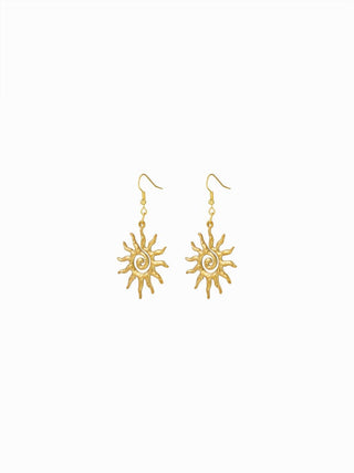 Stainless Steel SUN PATTERN DROP EARRINGS For Daily Casual