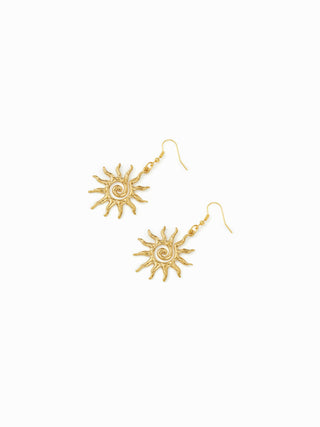 Stainless Steel SUN PATTERN DROP EARRINGS For Daily Casual
