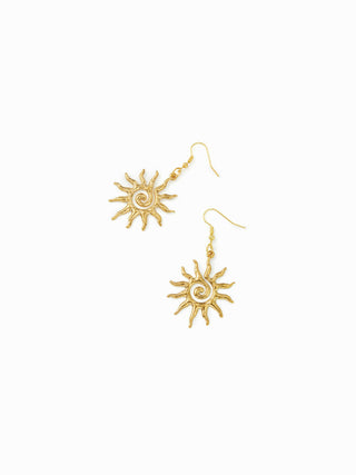 Stainless Steel SUN PATTERN DROP EARRINGS For Daily Casual