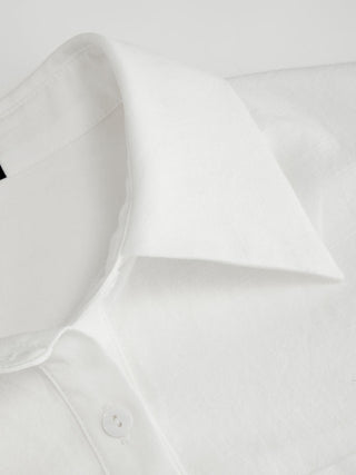 Linen-blend Longline Long Sleeve Shirt with Belt
