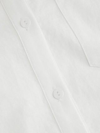 Linen-blend Longline Long Sleeve Shirt with Belt