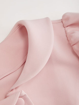 Woven Puff Sleeve Peter Pan Collar Button Front Blouse For Daily Casual Date