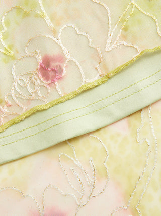 Floral Embroidery Mid Rise Mermaid Midi Skirt