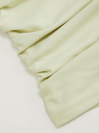 Knit Fabric Asymmetrical Neck Embroidery Ruched Tee For Daily Casual Vacation