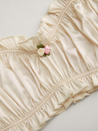 Satin Sweetheart Ruched Bralette & High Rise Wide Leg Shorts Loungewear Set
