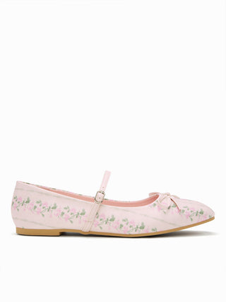 BOWKNOT DECOR FLORAL MARY JANE FLATS For Date Party/Clubbing Vacation