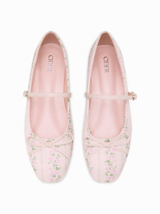 BOWKNOT DECOR FLORAL MARY JANE FLATS For Date Party/Clubbing Vacation