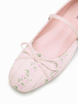 BOWKNOT DECOR FLORAL MARY JANE FLATS For Date Party/Clubbing Vacation