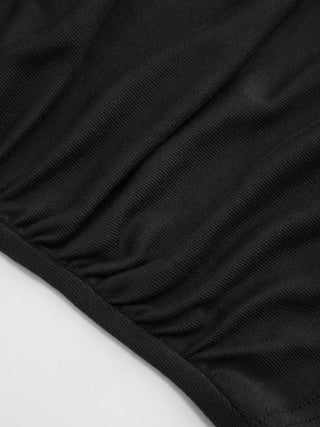 High Stretch Asymmetrical Neck Ruched Tank Top