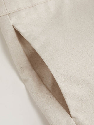 Woven Linen-blend Low Rise Pleated Wide Leg Trousers For Daily Casual Work