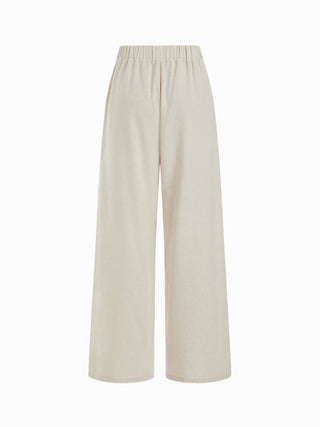 Linen-blend Boat Neck Knotted Top & Mid Rise Capri Straight Leg Trousers Set