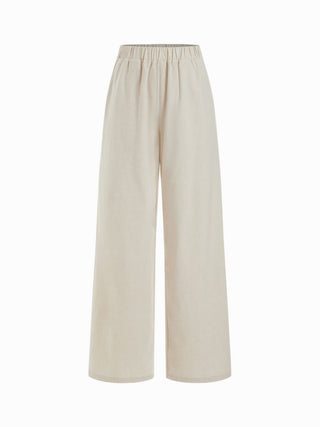 Linen-blend Boat Neck Knotted Top & Mid Rise Capri Straight Leg Trousers Set