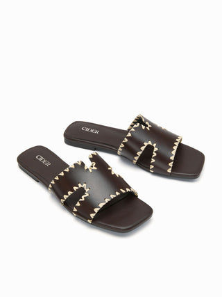 FAUX LEATHER TWO-TONE  SLIPPERS