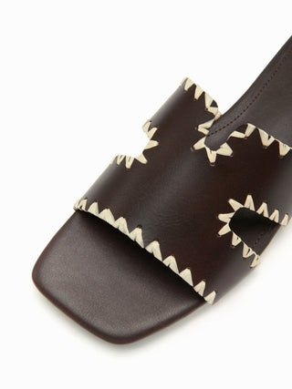 FAUX LEATHER TWO-TONE  SLIPPERS