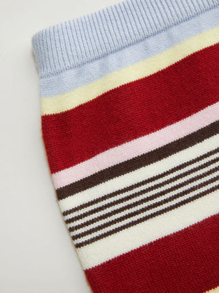 Knit Halter Neck Striped Tank Top & Low Rise Mini Skirt Set