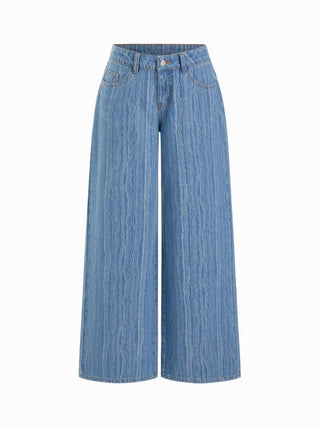 Denim Low Rise Wide Leg Jeans