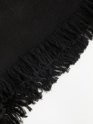 Washed Denim High Rise Fringe Hem Shorts