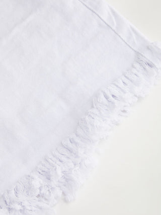 Washed Denim High Rise Fringe Hem Shorts