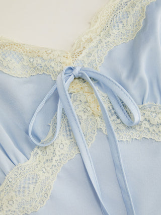 Satin Sweetheart Ruffle sleeve Lace Panel Ruched Mermaid Maxi Dress