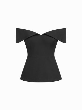 Off-shoulder Short Sleeve Zipper Top