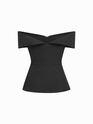 Off-shoulder Short Sleeve Zipper Top