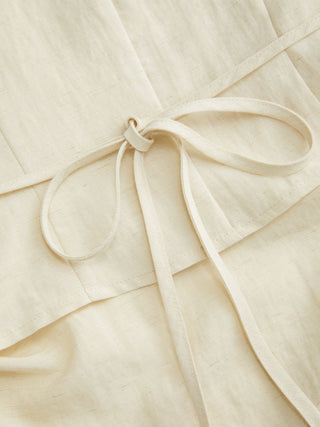 Linen-blend Asymmetrical Neck Ruched One-Shoulder Top