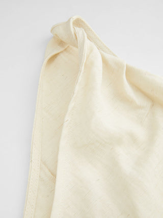 Linen-blend Asymmetrical Neck Ruched One-Shoulder Top