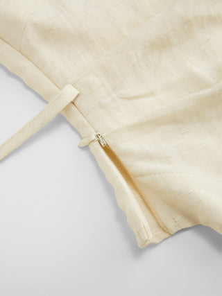 Linen-blend Asymmetrical Neck Ruched One-Shoulder Top