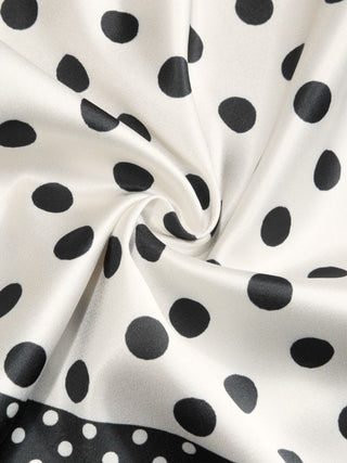 Polka Dot Strapless Shirred Asymmetrical Hem Bandeau Top