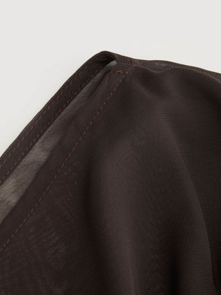 Chiffon Boat Neck Cloak Sleeve See-through Oversized Cape With Scarf