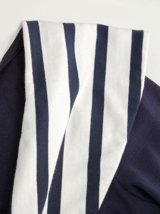 Cotton-blend Striped Sailor Collar Off-shoulder Mid-length Sleeve Tee