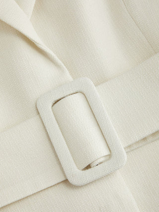 Collar Short Sleeve Peplum Belted Blazer With Shoulder Pads