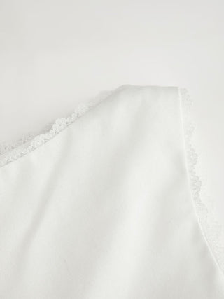 Linen-blend Boat Neck Lace Trim Knotted Sleeveless Blouse