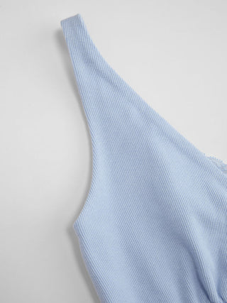 Cotton V-Neck Lace Panel Tank Top