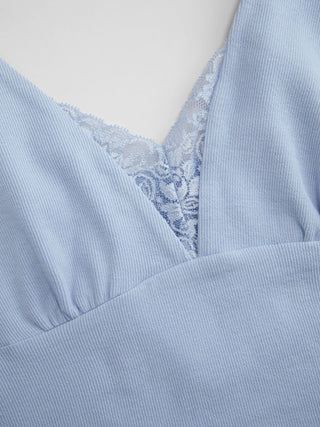 Cotton V-Neck Lace Panel Tank Top