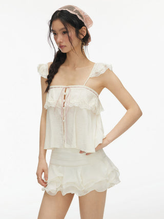 Chiffon Low Rise Ruffle Hem Layered Mini Skort