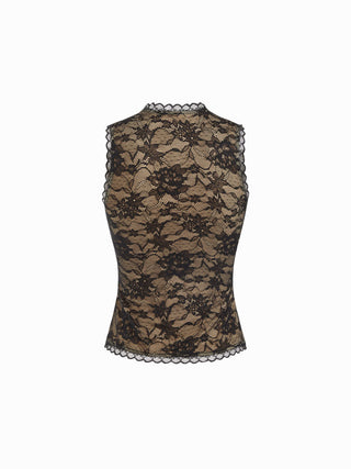 Lace Cut Out Halter Neck Top & Low Rise A-line Mini Skirt Set