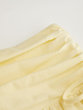 Linen-blend Mid Rise Drawstring A-line Midi Skirt