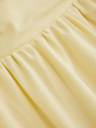 Linen-blend Mid Rise Drawstring A-line Midi Skirt