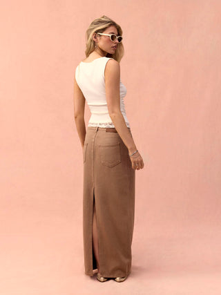 High Stretch Boat Neck Lace Panel Crop Top