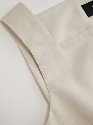 Linen-blend Linen-blend Braided Button Back Belt Square Neck Mini Dress For Daily Casual Work