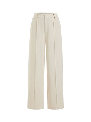 High Rise Pleated Straight Leg Trousers