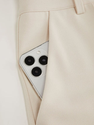 High Rise Pleated Straight Leg Trousers