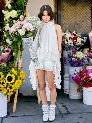 Chiffon Low Rise Ruffle Hem Layered Mini Skort