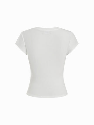 Cotton-blend Ruched Short Sleeve Tee
